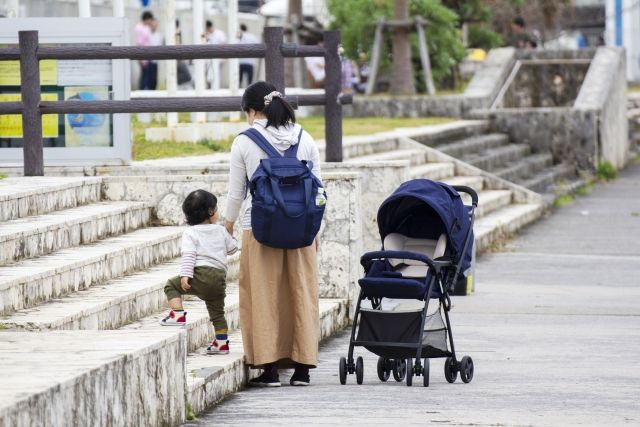 親子で散歩